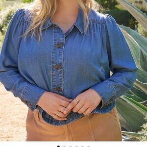 Torrid Blue Button-Down Blouse